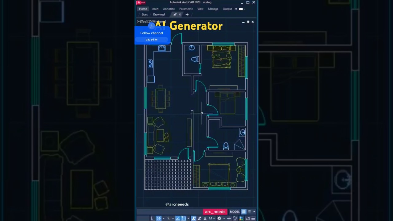 Lisp AI Generator Automation. #autocad #yqarch #design #art #build #furniture #decor #learnautocad