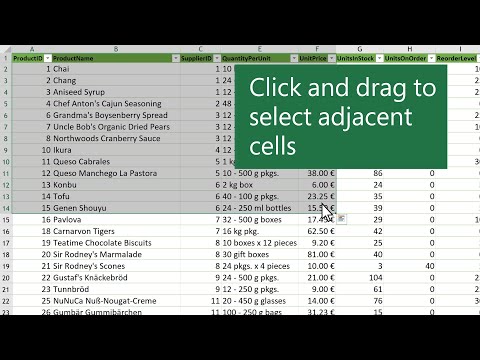 Select cells in Excel