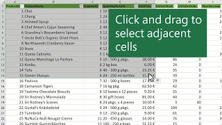 Select cells in Excel