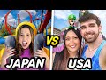 24 Hour Amusement Park Challenge: JAPAN VS USA