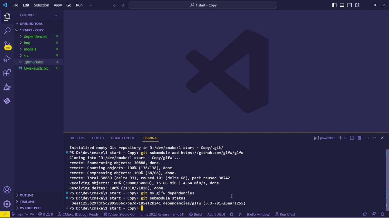 Git Submodule: Setting up CMake Projects in Windows