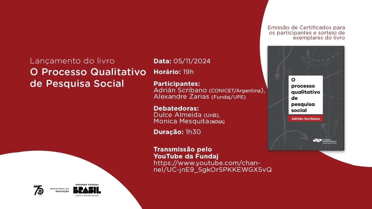 Lançamento do livro "O Processo Qualitativo de Pesquisa Social", do pesquisador Adrián Scribano