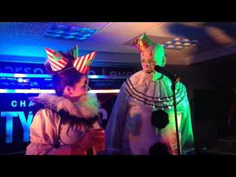 Puddles the Clown sings "Happy Birthday" to Stephanie Barna