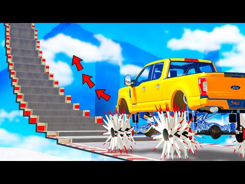 HOW FAR CAN THE CAR ON REAPER WHEELS UP THE STAIRS! - EXPERIMENTS IN GTA 5 ONLINE