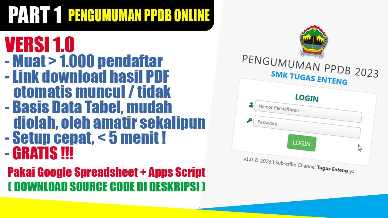 SOURCE CODE PENGUMUMAN PPDB ONLINE | GOOGLE SPREADSHEET + APPSCRIPT