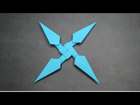 Origami Kunai Shuriken - How to Make a Paper Kunai Shuriken - Ninja star