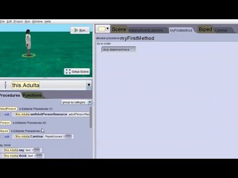 Creando un procedimiento en Alice 3: Movimiento caminar en dos piernas