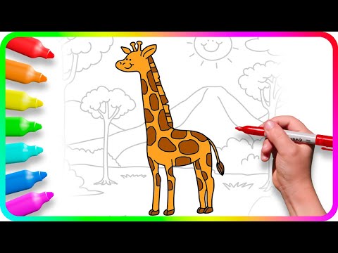 Coloring Pages | How to draw GIRAFFE | Drawing Tutorial Art