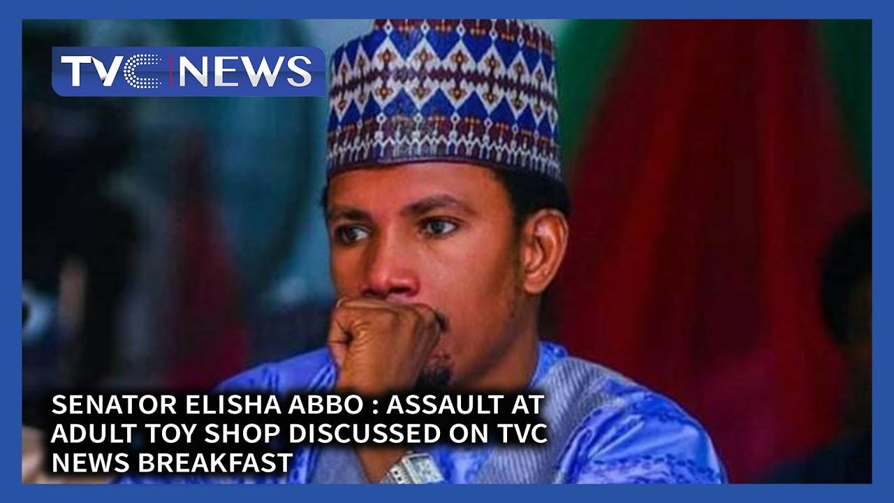 Video still from CCTV footage showing Senator Elisha Abbo assaulting a woman at an adult toy shop in Abuja, 2019