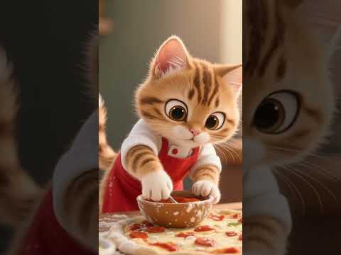 cat makes pizza#cat #fyp #love