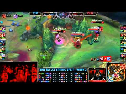 CLG Aphromoo and CLG DoubleLift Awesome Combo Blitzcrank+Kalista vs TIP 2015 NA LCS SPRING