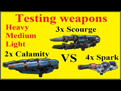 Comparison energy weapons SPARK SCOURGE CALAMITY war robots
