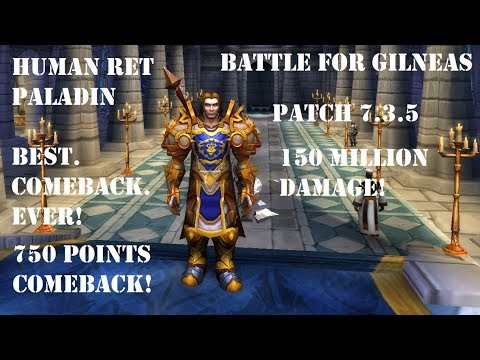 Human Ret Paladin PVP BG 7.3.5 - Best. Comeback.Ever! Down 750 points. 150 M Damage!