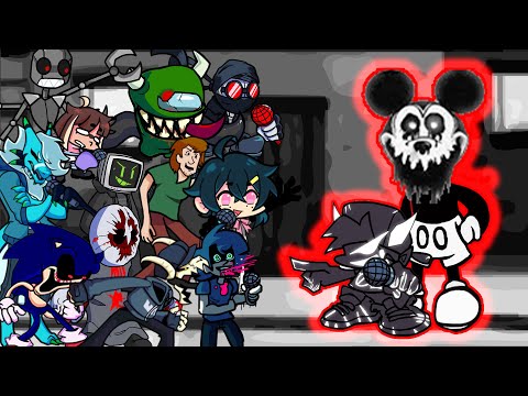 FNF Happy (Mickey Mouse) But Different Characters Sing It🎵(Everyone Sings Overhead) (NEW CHARACTERS)