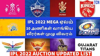 IPL 2022 Mega Auction Tamil| Updated Squad List of all teams|CSK MI RCB RR DC PBKS KKR SRH LSG GT #1