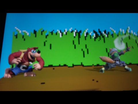 Super Smash Bros Ultimate battles. Banjo and Kazooie (me) vs Fox (Bryce)