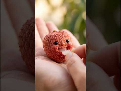 This Lychee Is ALIVE 😍🍒 Ultra-Realistic Kawaii Macro ASMR #viral #relax #food