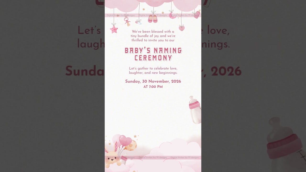 Watercolour Floral Naming Ceremony Invite