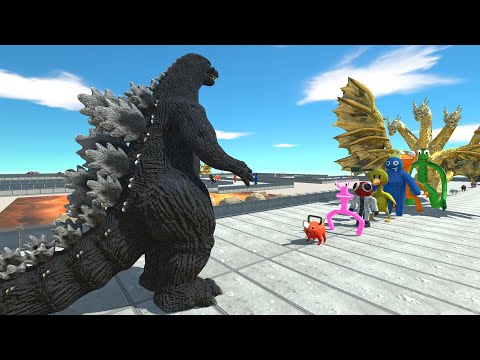 Heisei Godzilla vs Rainbow Friends LAVA DEATH RUN - Animal Revolt Battle Simulator