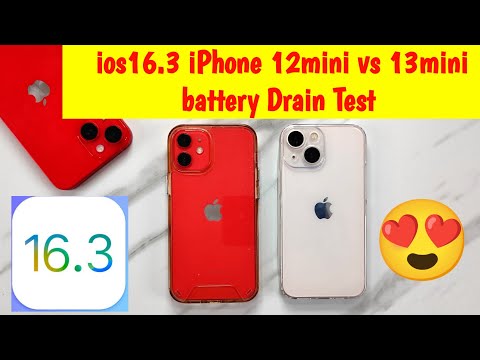 iPhone 12mini vs iPhone 13mini Full Battery Drain Test iOS 16.3