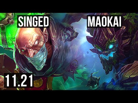 SINGED vs MAOKAI (TOP) | 900+ games, Rank 8 Singed, 1/1/5 | KR Master | 11.21