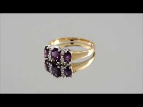 9ct Gold Diamond And Amethyst Ring - D8428