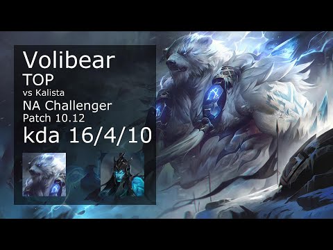 Volibear vs Kalista Top - NA Challenger 16/4/10 Patch 10.12 Gameplay