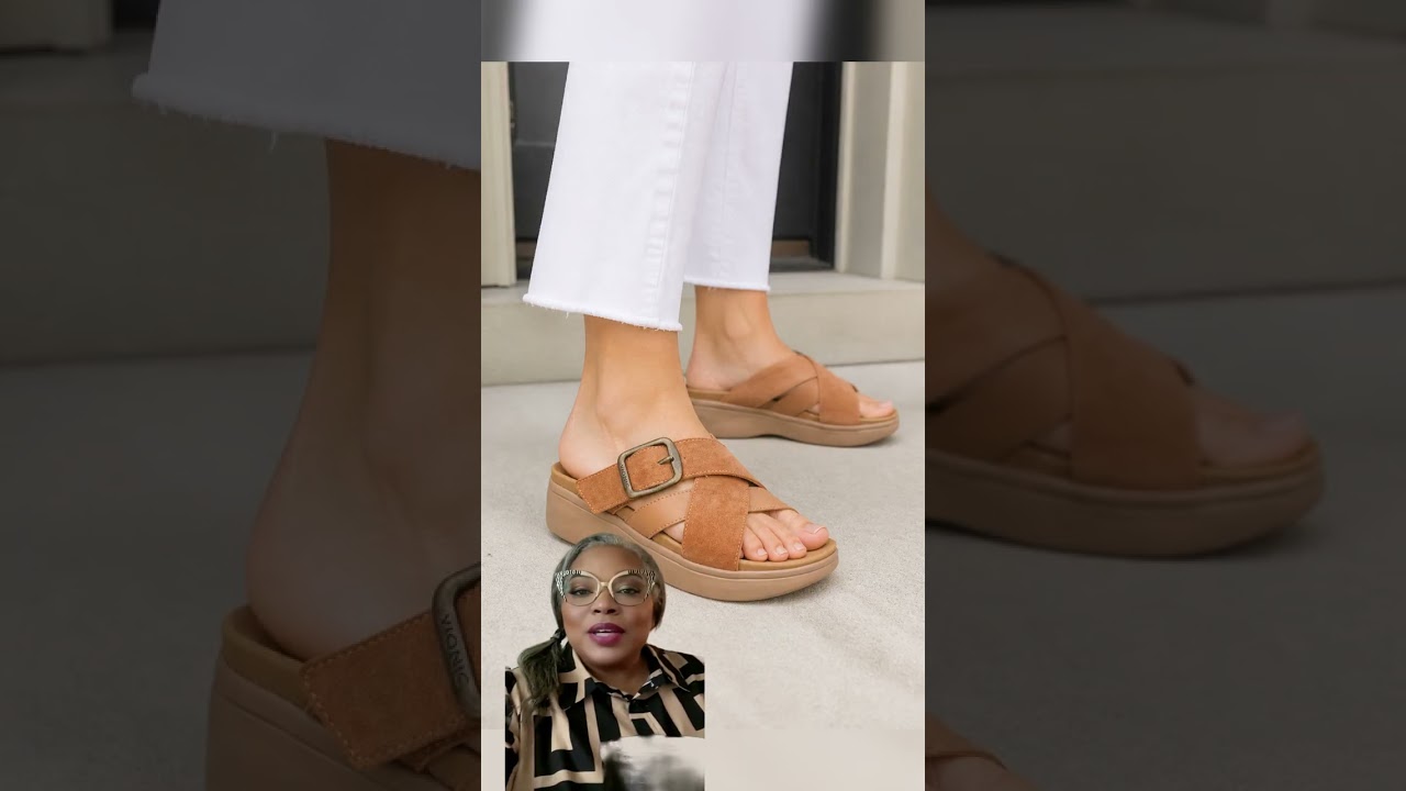 Watch Vionic Starla Women's Orthotic Slide Sandal - Adjustable Buckle Comfort Platform video