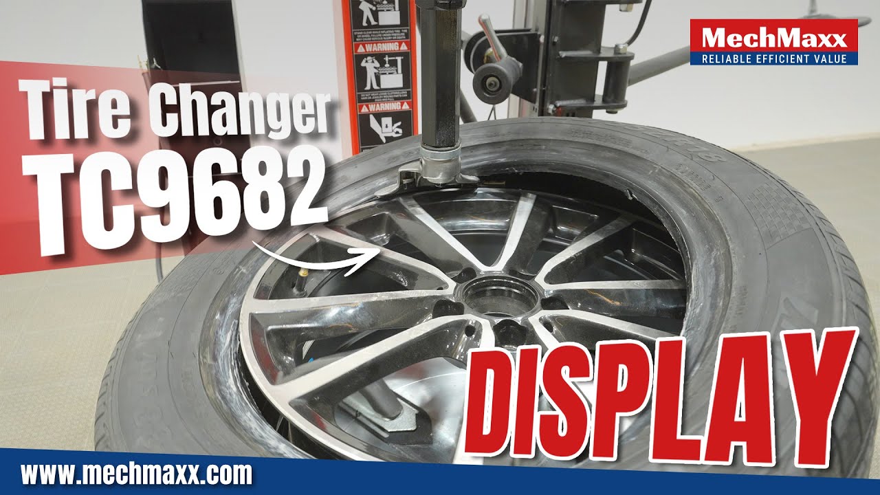 Demonstration of Tilt Back Tire Changer with Multi-Function Assist Arm and Bead Blaster, TC9682
