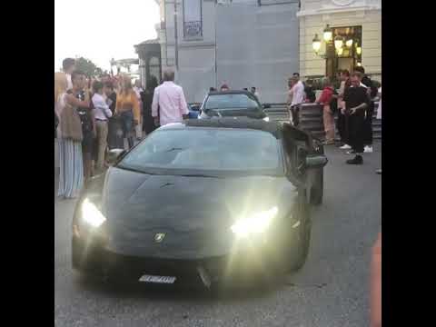 Monaco car chaos at casino Square. Grand Prix week.