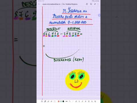 #shorts 22. Scăderea cu trecere peste ordin a numerelor 0 -1.000.000 - Matematică - ŞCOALA ONLINE