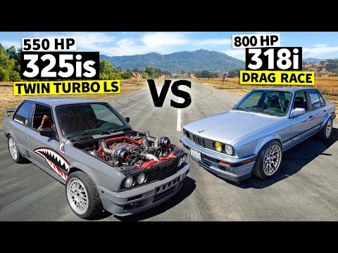 3 Series Bimmer Battle! Twin Turbo LS Drifter drag races 800hp Daily Driver // THIS vs THAT