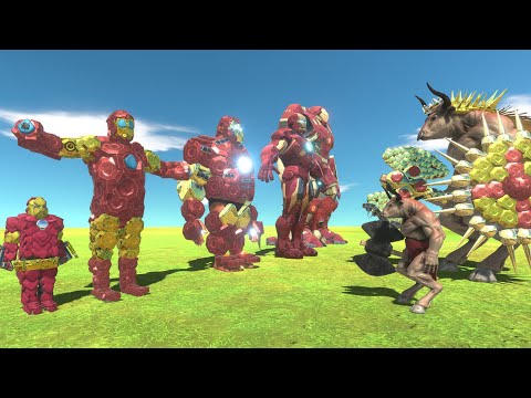 Iron Man Team VS Minotaur of Evolution - Animal Revolt Battle Simulator