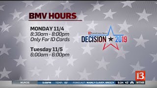 BMV Hours for Monday and Tuesday