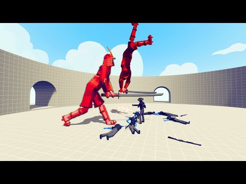 SAMURAI GIANT DUO VS MODERN UNITS -TOTALLY ACCURATE BATTLE SIMULATOR TABS GAMEPLAY