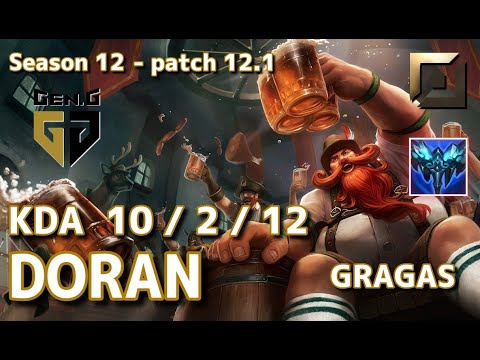 【KRサーバー/M1】Gen.G Doran グラガス(Gragas) VS C9 Summit グレイブス(Graves) TOP - Patch12.1 KR Ranked【LoL】