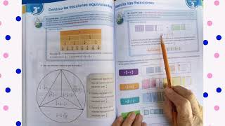 Conozco las fracciones equivalentes / Mezclo las fracciones. MDA, tercer grado. página 152.