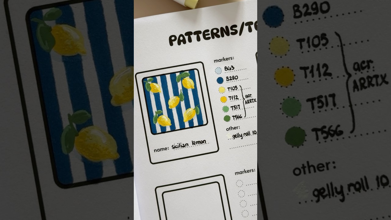 🌿Sicilian Lemon Pattern Tutorial 🍋 Link to the coloring workbook in my bio! #coloring #pattern