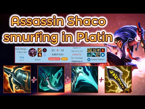 Assassin Shred Shaco smurfing in Plat -  S12 Rank [League of Legends] Full Gameplay - Infernal Shaco