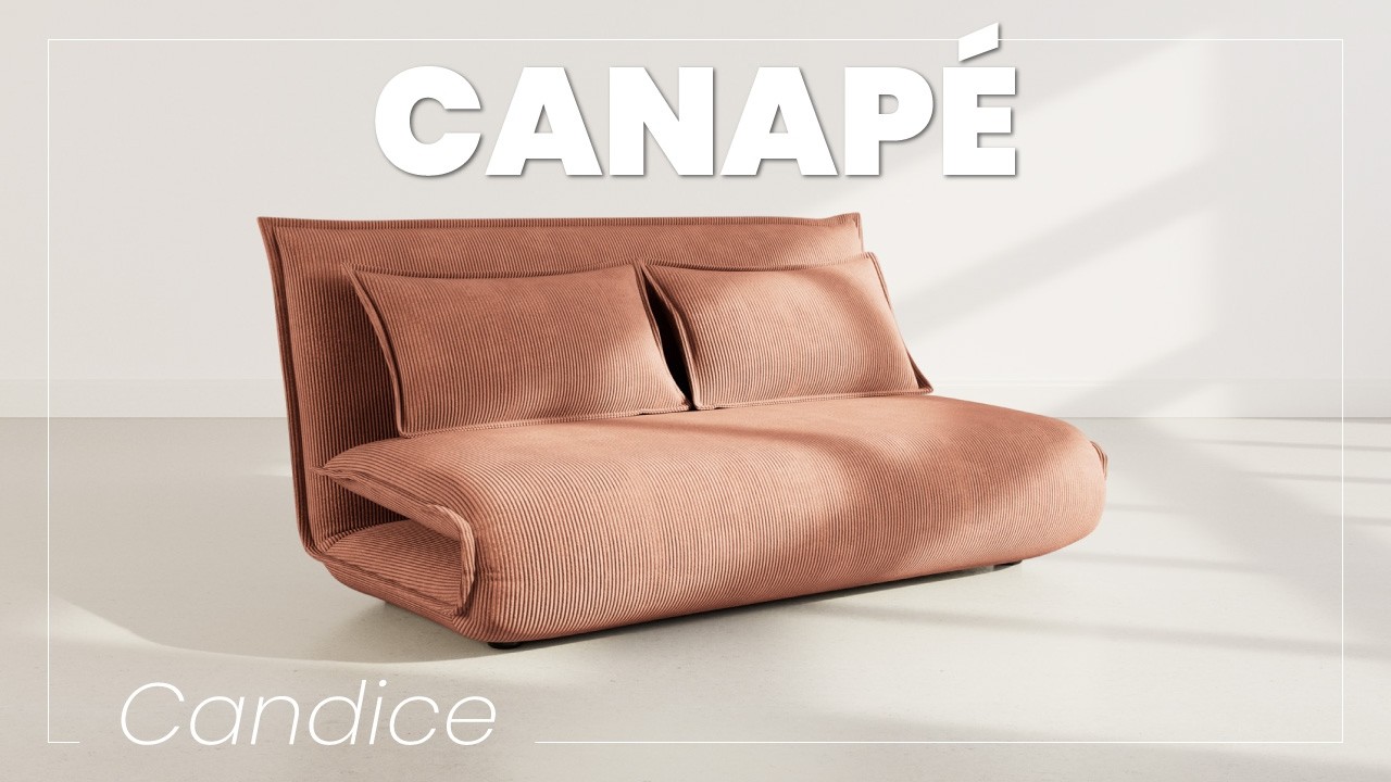 Thumbnail video of the produit Candice - Banquette 2 places convertible clic-clac en velours côtelé