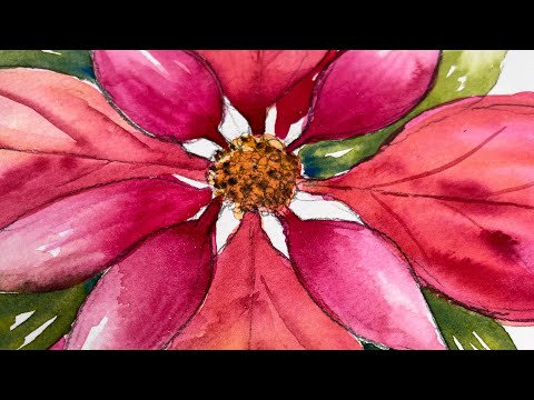Paint a bright and vibrant Poinsettia in Watercolor! Simple, Fun & Inspiring Step-by-Step guide.