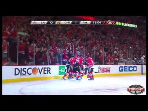 Andrew Shaw scores off a great pass-Kings versus Blackhawks Game 2 6/2/13