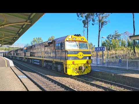 10 MINUTES UP CLOSE very long fast moving coal trains in The Hunter Valley.