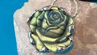Soft Solder Labradorite Rose Pendant