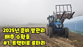 배추밭 관리 배추 수확 후 트랙터 로타리 내년을 준비 2025년 괴산절임배추 자연특별시괴산 풀뿌리농장 농사이…
