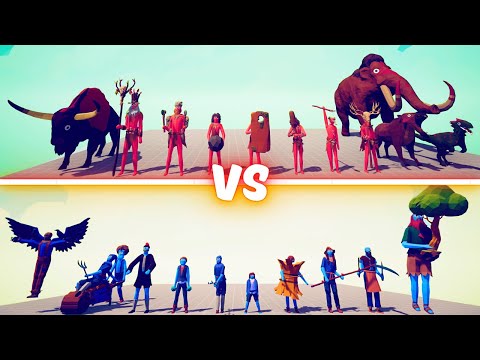 MEGA TRIBAL TEAM vs MEGA FARMER TEAM - Totally Accurate Battle Simulator TABS