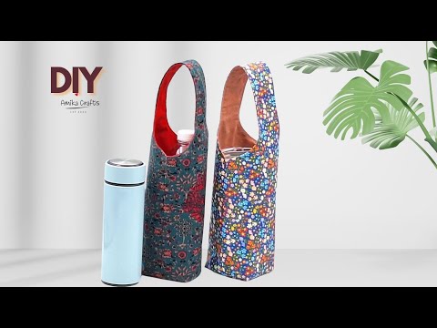 DIY cloth bag for drinking water bottles, Easy Bottle Bag Tutorial.