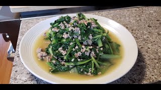 Stir Fried Mustard Green with Pork (Hmong Food 8)