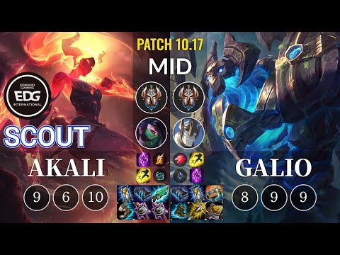 EDG Scout Akali vs Galio Mid - KR Patch 10.17