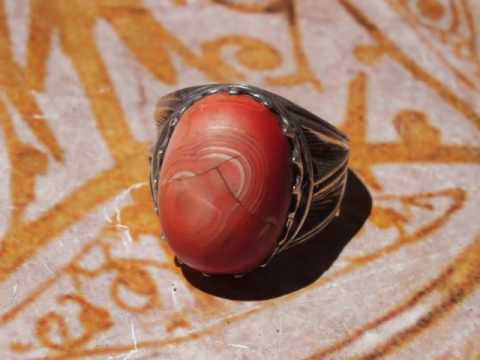 العقيق النازف الدموي - blood agate ring- mens rin -yemen jewelry-ebay -etsy